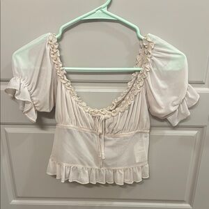 Urban Outfitters Cream Puff Sleeve Crop Blouse